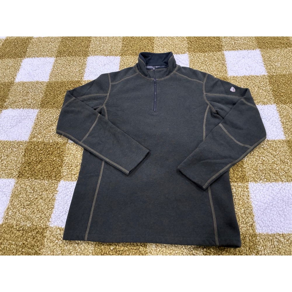 Kuhl Interceptr Mens Small 1/4 Zip Pullover Fleece Jacket Olive Green Charcoal